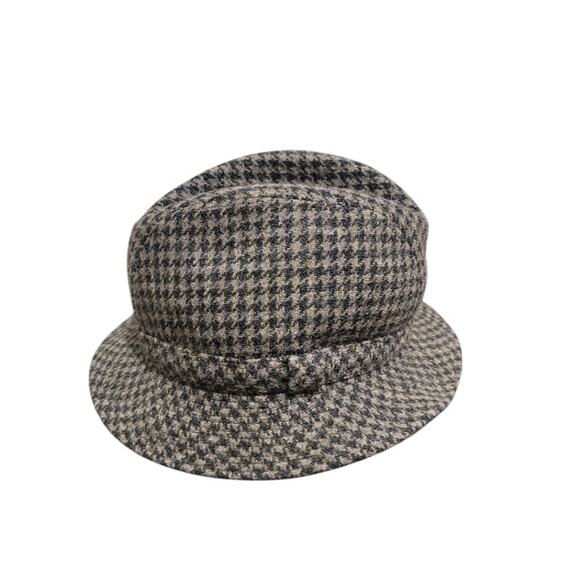 Vintage St Michael‎ Fedora Hat Blue Gray Tweed Medium - Picture 2 of 8